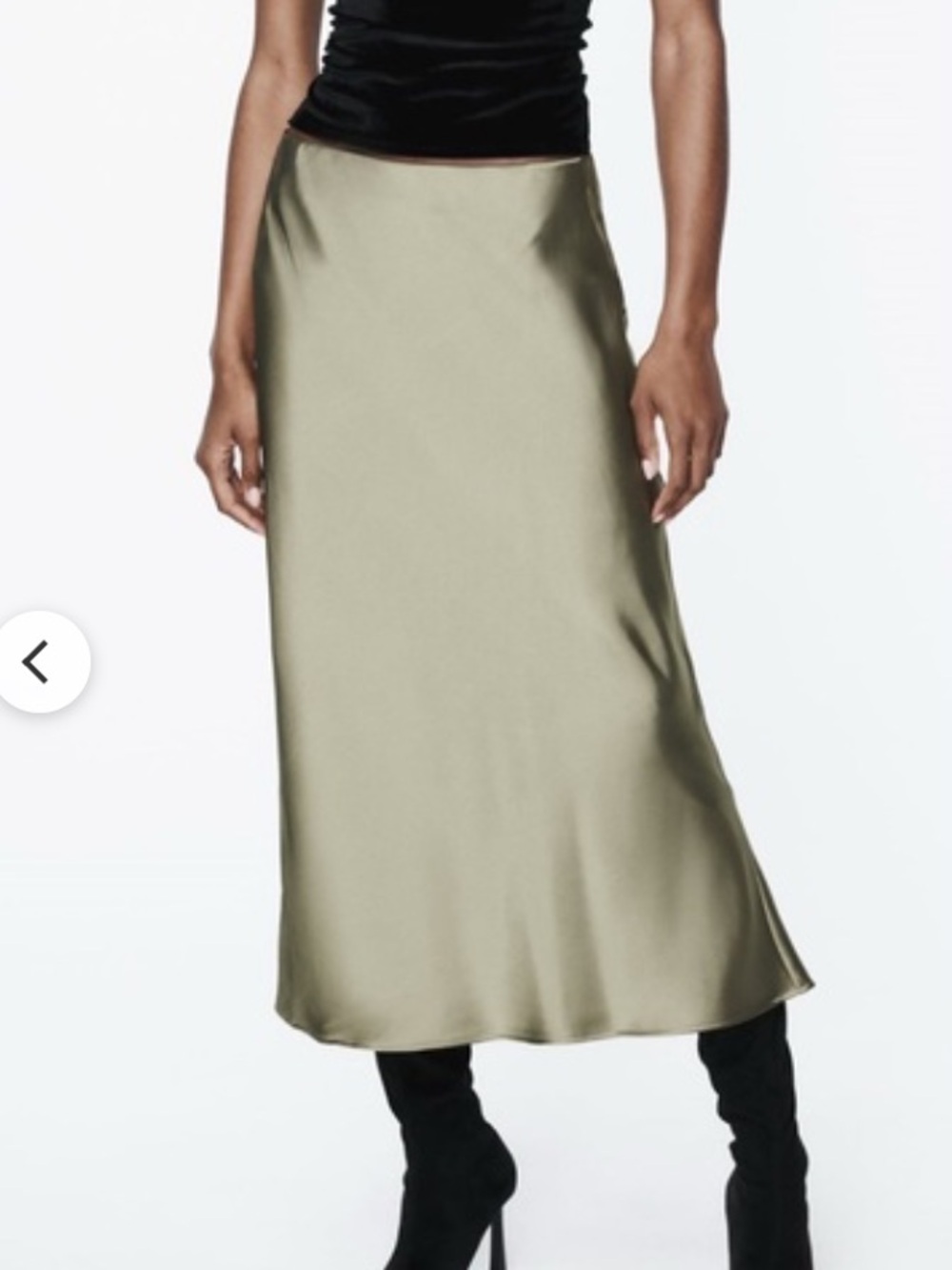 Zara NWT light green satin effect midi skirt 2011/748